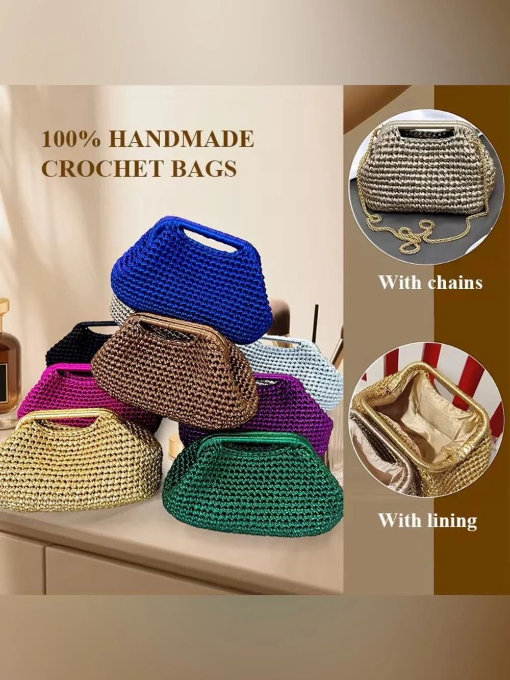 Green handmade Crochet Clutch - Women Bags